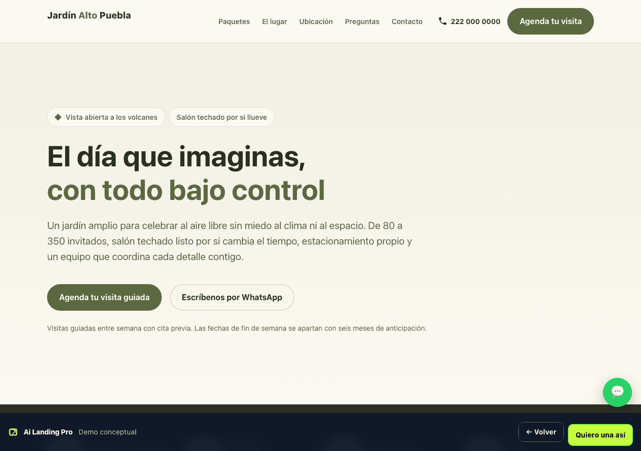 Página web profesional para eventos