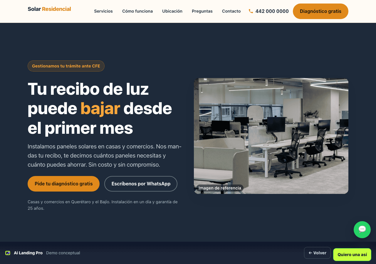 Web de ejemplo para solar