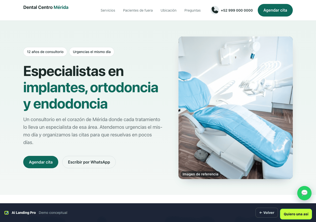 Ejemplo de intervención para Dental Mérida
